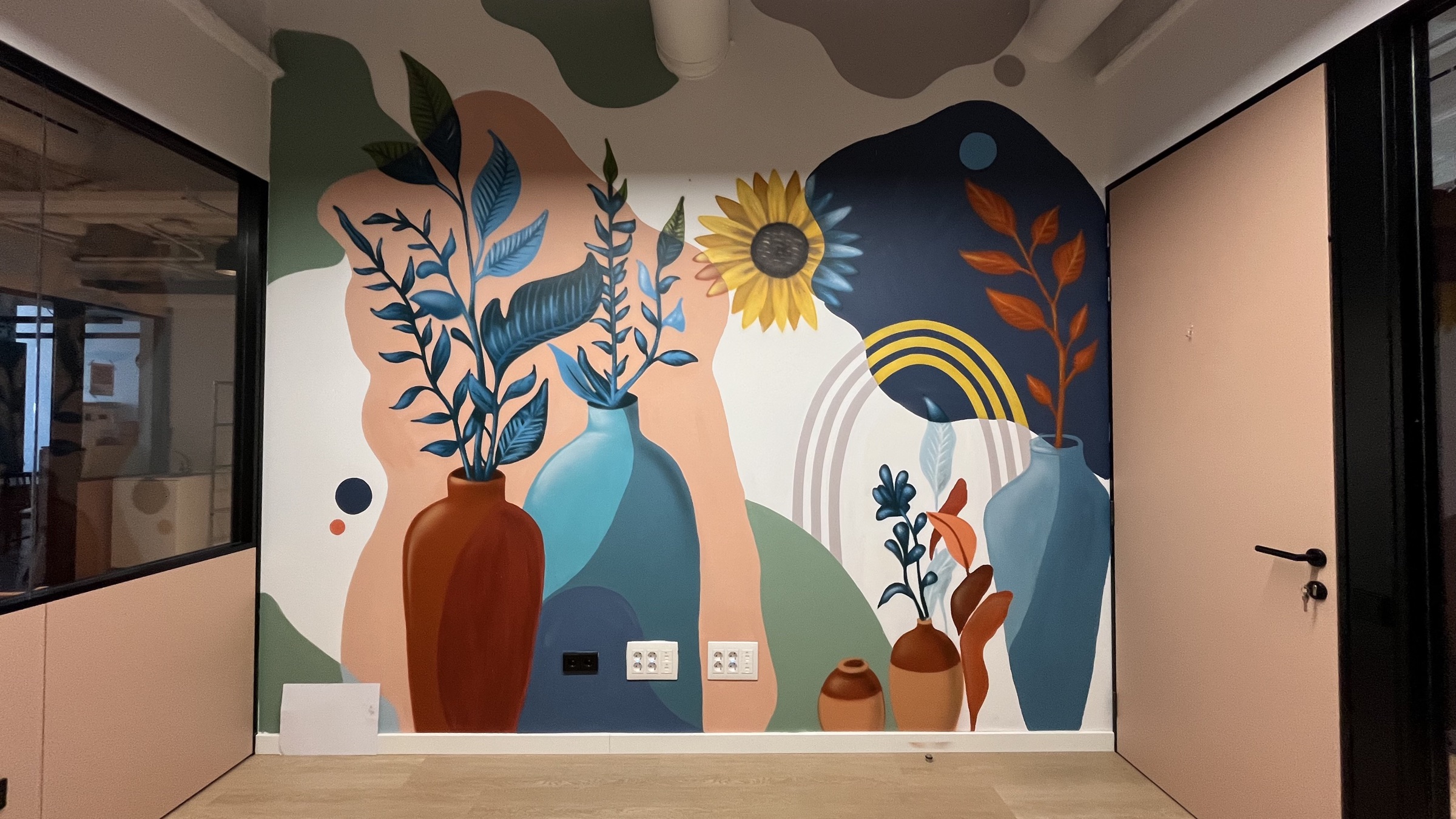 Large interior mural across an office wall